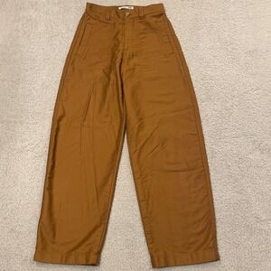 Uniqlo x JW Anderson Curved Pants Womens 0 Brown Wide Leg Barrel Utility Trouser